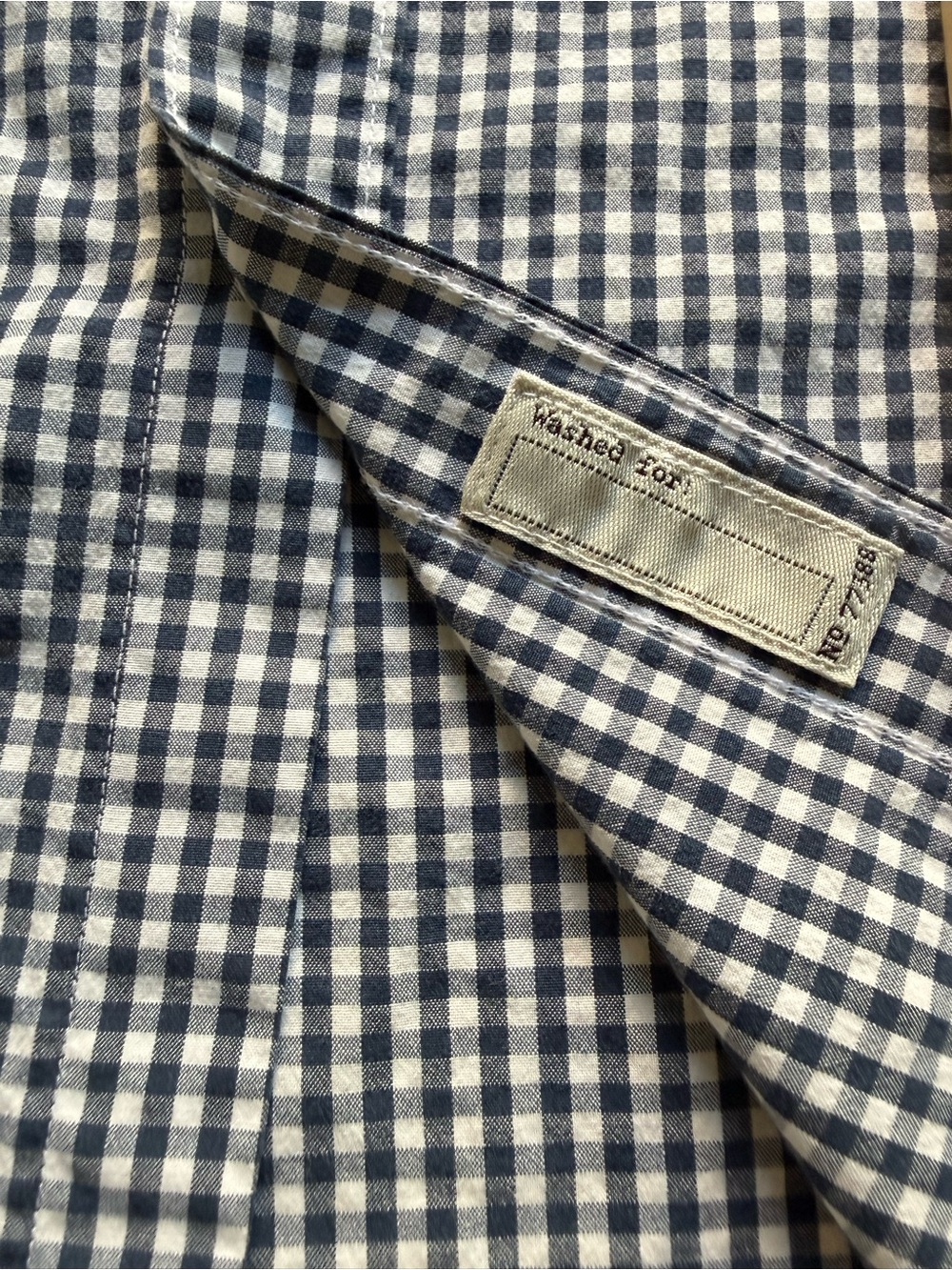 J. Crew Navy and White Organic Cotton Gingham Button-Down Shirt, Size M - Picture 5 of 9